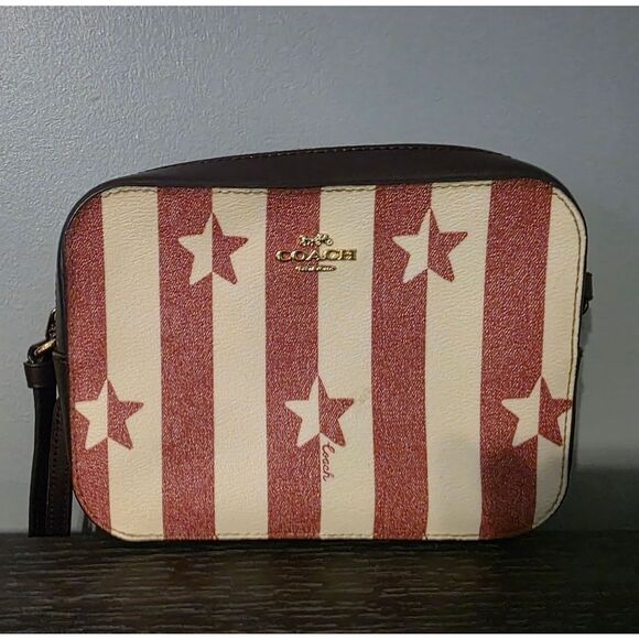 Coach Red and Cream Star-Striped Crossbody Bag And Wristlet Set NWOTs - Picture 2 of 8